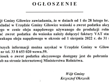 OGŁOSZENIE O ZWROT PODATKU AKCYZOWEGO - zdjęcie1