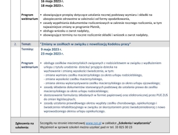Oddział ZUS w Bielsku-Białej zaprasza na bezpłatne webinaria - realizowane online na platformie Webex o godz. 10.00. - zdjęcie1
