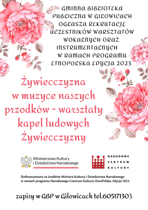 GMINNA BIBLIOTEKA PUBLICZNA OGŁASZA REKRUTACJĘ UCZESTNIKÓW WARSZTATÓW WOKALNYCH