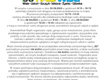 INFORMACJA O ZAMKNIĘCIU DRÓG - 68 RAJD WISŁY - zdjęcie1