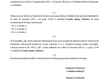 INFORMACJA Komisarza Wyborczego w Bielsku-Białej II z dnia 21 września 2023 r - zdjęcie1