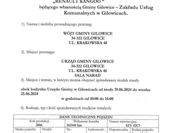 SZÓSTE OGŁOSZENIE O PRZETARGU - zdjęcie1