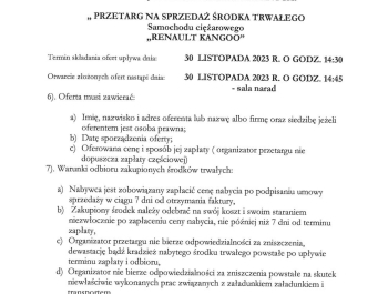 OGŁOSZENIEO O PRZETARGU NA SPRZEDAŻ SAMOCHODU - zdjęcie1