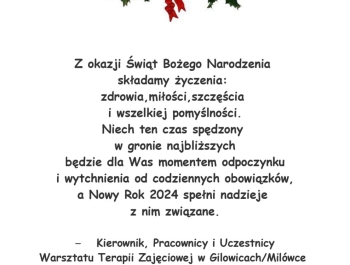 ŻYCZENIA Warsztat Terapii Zajęciowej w Gilowicach/Milówce - zdjęcie1