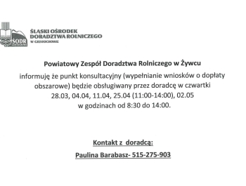 INFORMACJA - POWIATOWY ZESPÓŁ DORADZTWA ROLNICZEGO W ŻYWCU - zdjęcie1