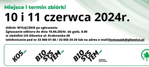 INFORMACJA - ZBIÓRKA ELEKTROŚMIECI 10 i 11 czerwca 2024 r.
