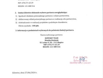 OGŁOSZENIE O WYNIKU NABORU PARTNERA DO PROJEKTU - zdjęcie2