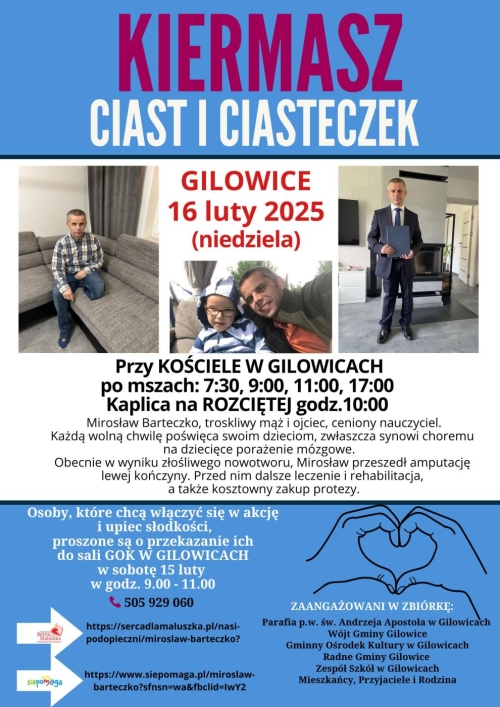 KIERMASZ CIAST - akcja charytatywna dla mieszkańca Gilowic Mirosława Barteczko