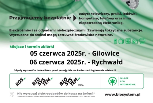 ZBIÓRKA ELEKTROŚMIECI      5, 6 czerwca 2025 r.
