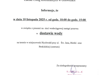 Informacja ZUK o przerwie w dostawie wody - zdjęcie1